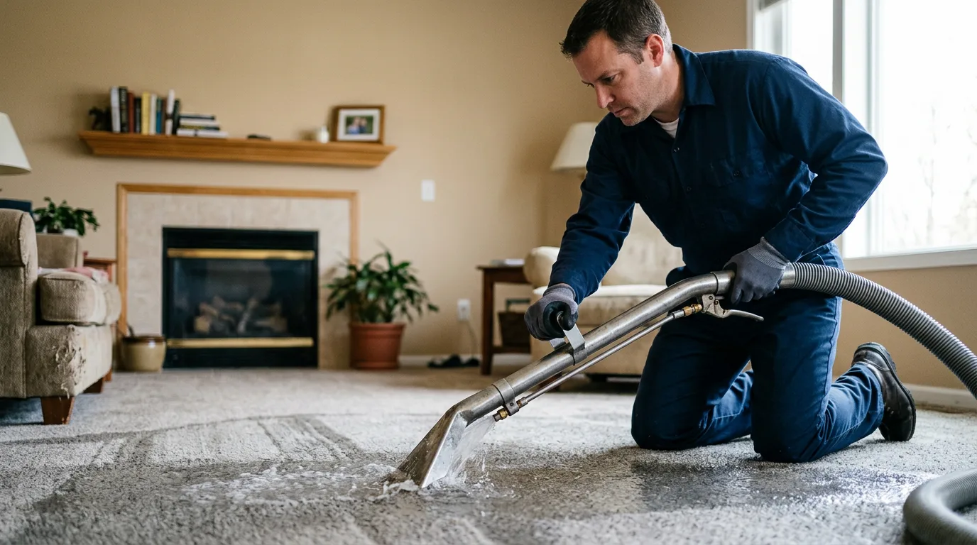Water damage restoration technician working near Bay Shore, NY